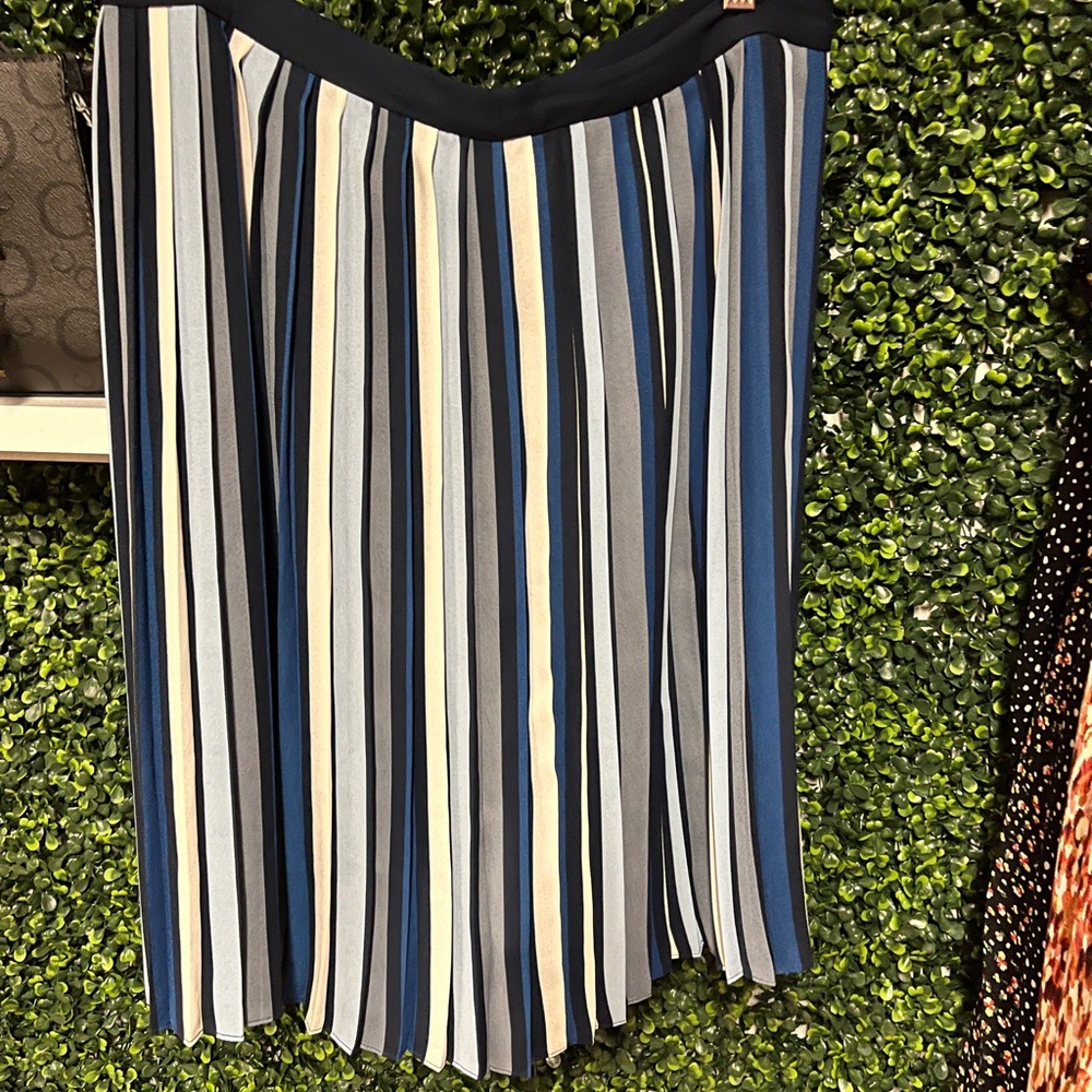 Tommy Hilfiger Blue and White Striped Midi Skirt